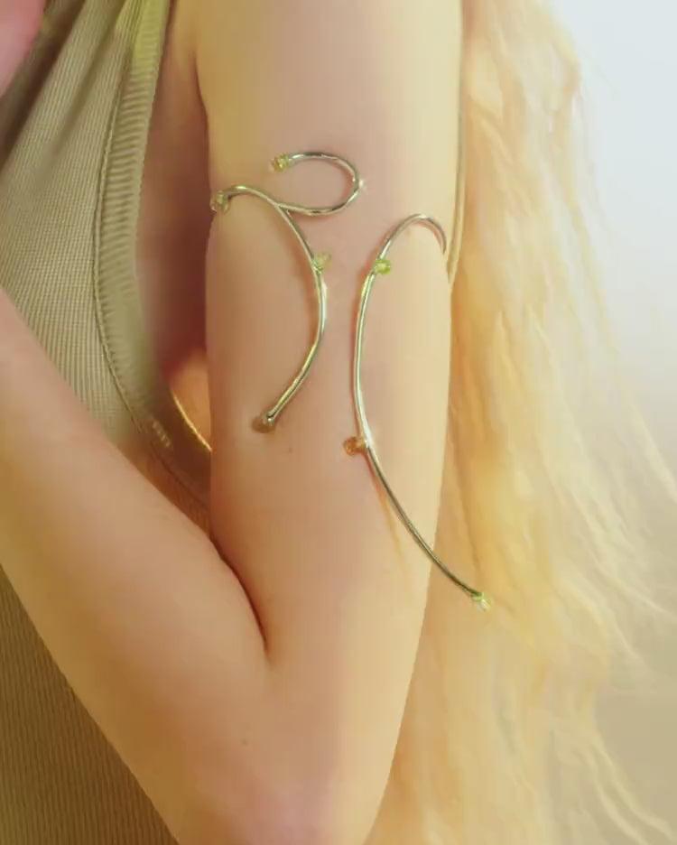 Silver Arm Cuff with Topaz and Opal Crystals