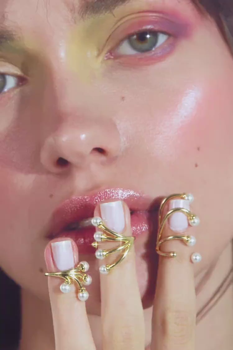 Mini Pearls Nail Ring Set