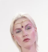 Gold plated headpiece with amethyst stone