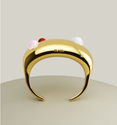 Gold bracelet statement bangle with stones