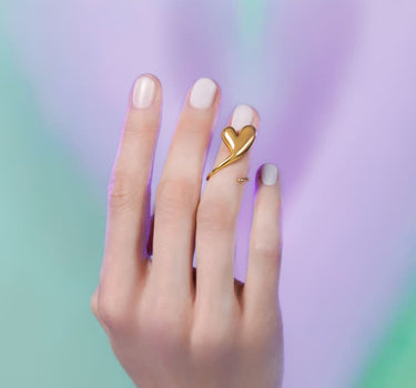 heart shaped love midi ring in gold